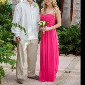 After Six Lux Chiffon hot pink bridesmaid dress